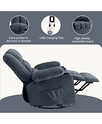 Clihome Massage Swivel Rocker Recliner Chair and Heat Ergonomic Lounge for Living Room with Rocking Function Side Pocket
