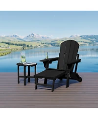 WestinTrends -Piece Outdoor Folding Adjustable Adirondack Chair with Cup Holder and Hideaway Ottoman 18" Side Table