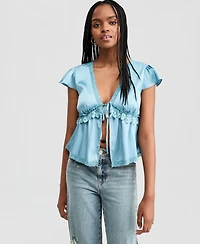 And Now This Women's Satin Lace Peplum-Hem Top, Macy's Exclusive