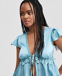And Now This Women's Satin Lace Peplum-Hem Top, Macy's Exclusive