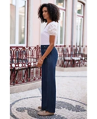 Yumi Women's Chambray Wide Leg Trousers
