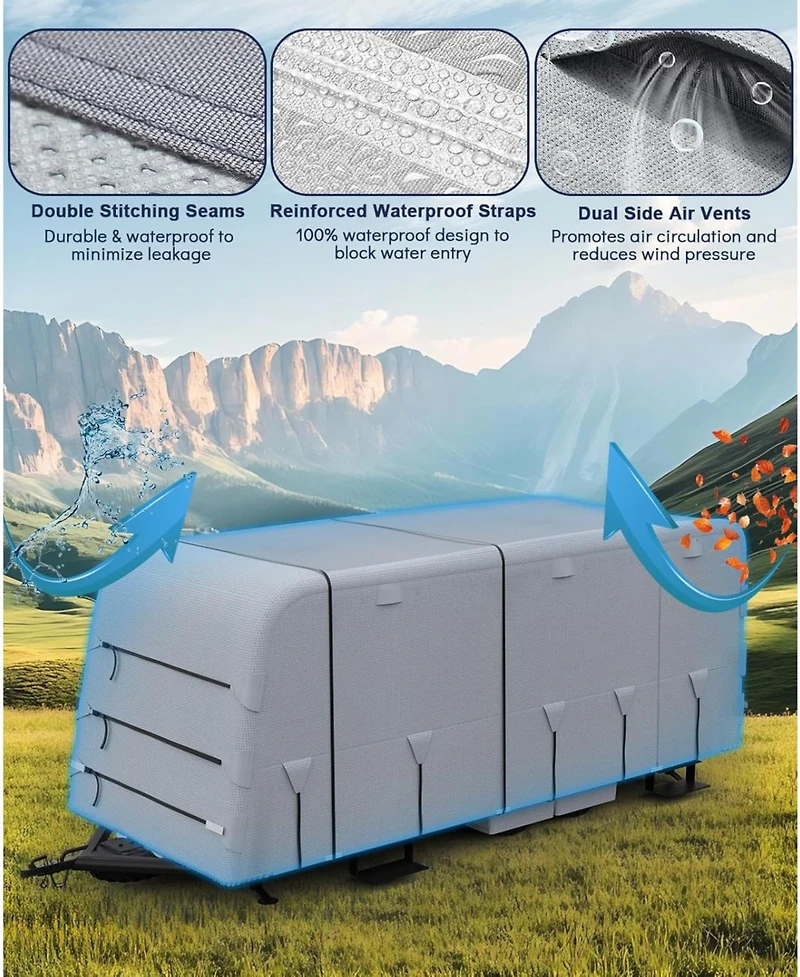 gaomon Rv-Cover 22-24 ft Travel Trailer Camper Cover,Waterproof Rip-Stop Rv Covers with Adhesive Repair Patches