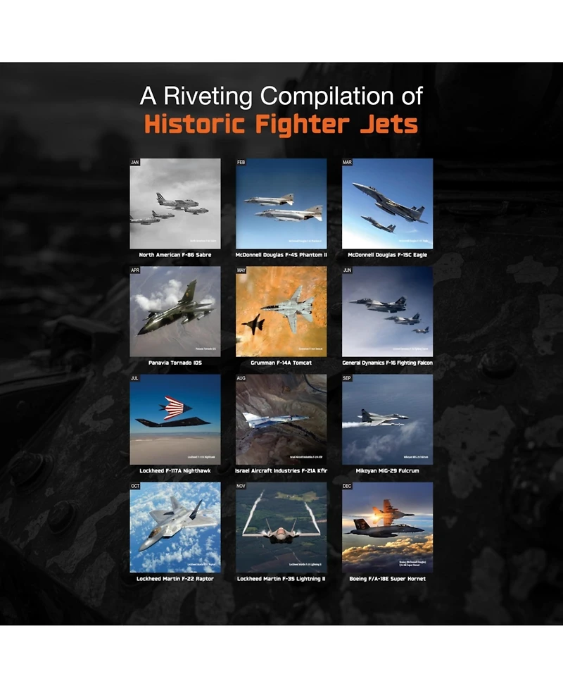 Gnuadz Fighter Jets 2026 Wall Calendar Aircraft Airplane
