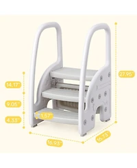 homfan 3 Step Toddler Step Stool with Handles, Lightweight Non-Slip Standing Helper for Bathroom, Kitchen and Potty Training