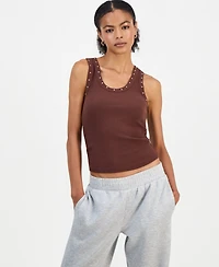 Just Polly Juniors' Studded Racerback Tank Top