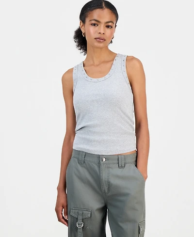 Just Polly Juniors' Studded Racerback Tank Top