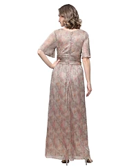 Sl Fashions Women's Metallic V-Neck Dress
