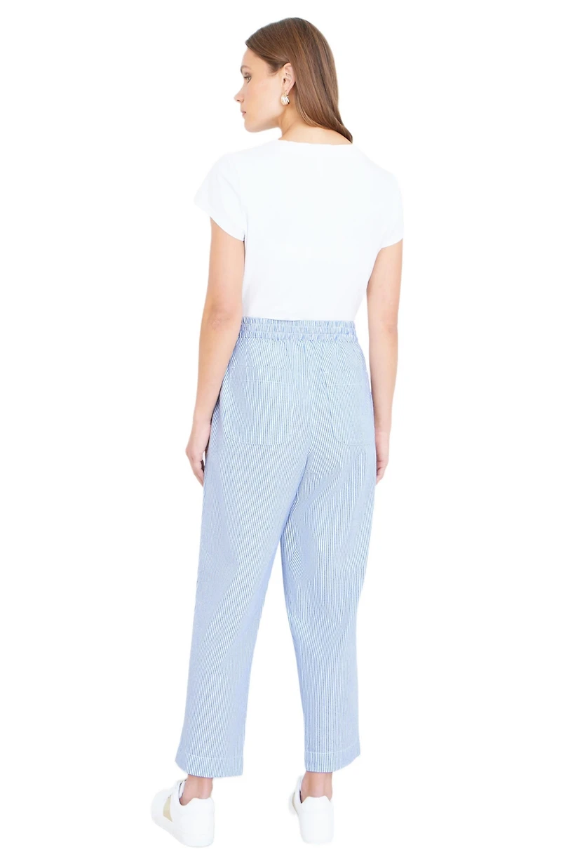 Yumi Women's Cotton Stripe Cropped Trousers