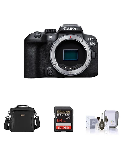 Canon Eos R10 Mirrorless Camera, Bundle with 64GB Memory Card, Shoulder Bag and Cleaning Kit