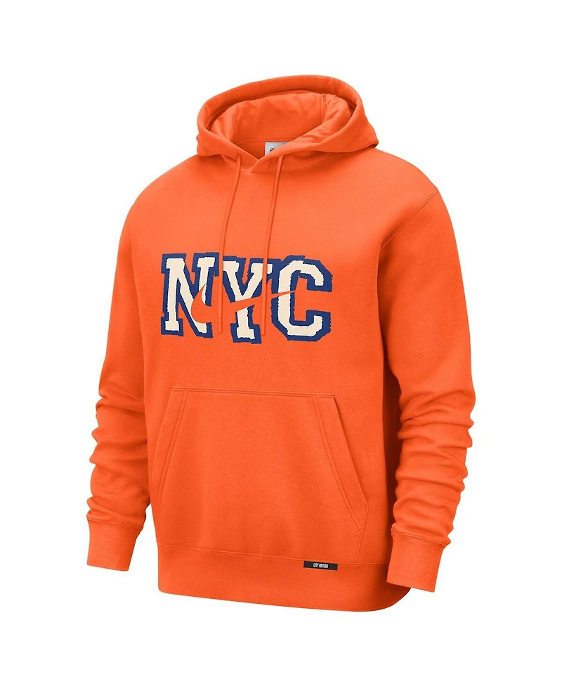 Nike Men's Orange New York Knicks 2025/26 City Edition Remix Essential Logo Club Pullover Hoodie