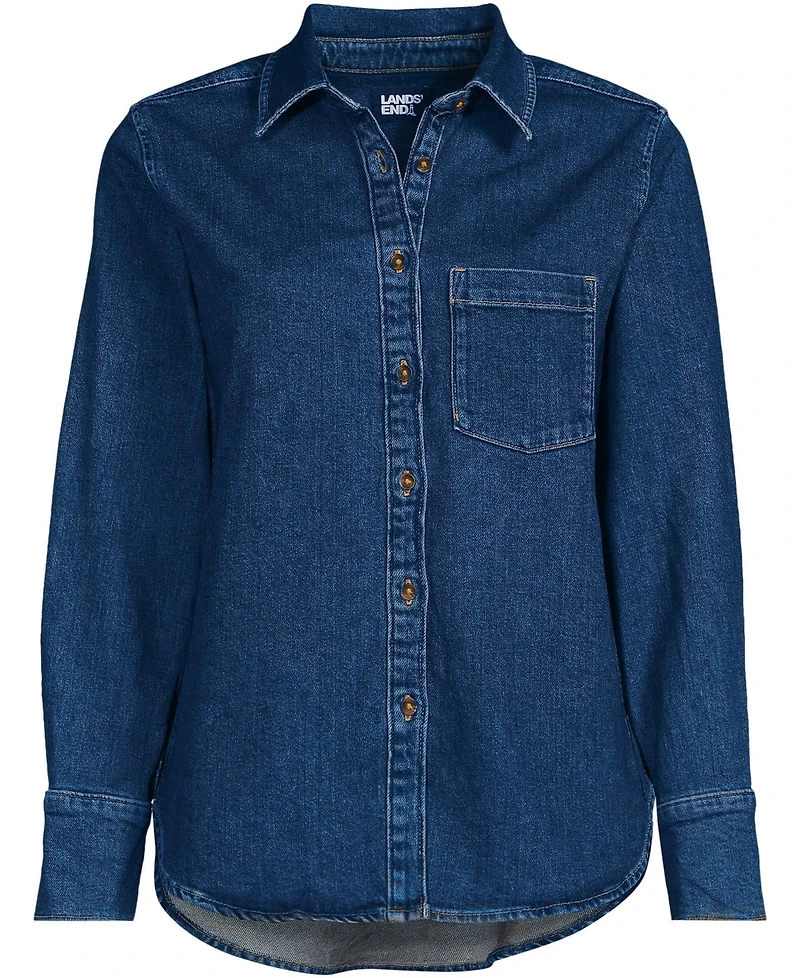 Lands' End Plus Soft Denim Twill Button Front Shirt
