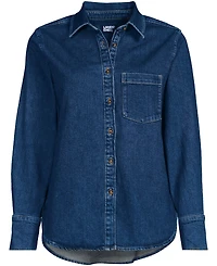 Lands' End Plus Soft Denim Twill Button Front Shirt