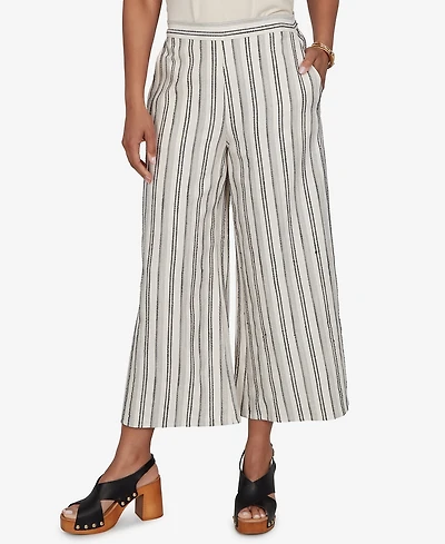 Ruby Rd. Petite Textured Stripe Elastic Waist Cropped Pants