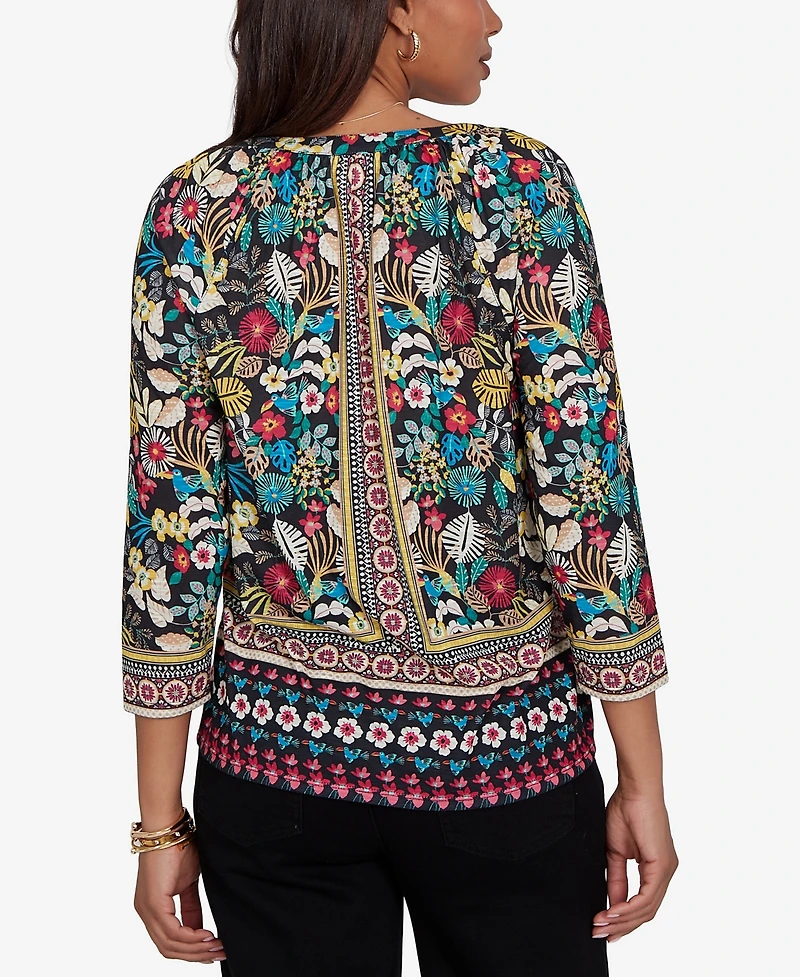 Ruby Rd. Petite Paradise Tropic Print Knit Top