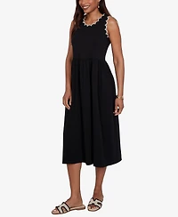 Ruby Rd. Petite Crochet Trim Stretch Knit Midi Dress