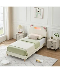 gaomon Twin Upholstered Bed Frame with Led Headboard