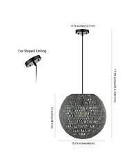 Luna Bohemian Modern Woven Rattan iron Led Pendant