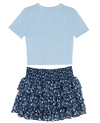 Rare Editions Girls' 7-16 Rib Knit Bow Top and Skort, 2-Piece Set