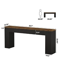 Tribesigns 82.7" Extra Long Entryway Table, Fluted Narrow Farmhouse Console Table with Curved Edges, Wood Sofa Table Behind Couch