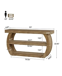 Tribesigns Farmhouse Console Table, 3-Tier Wooden Entryway Table with Storage Shelves, 63-Inch Long Rectangular Sofa Console Behind the Couch
