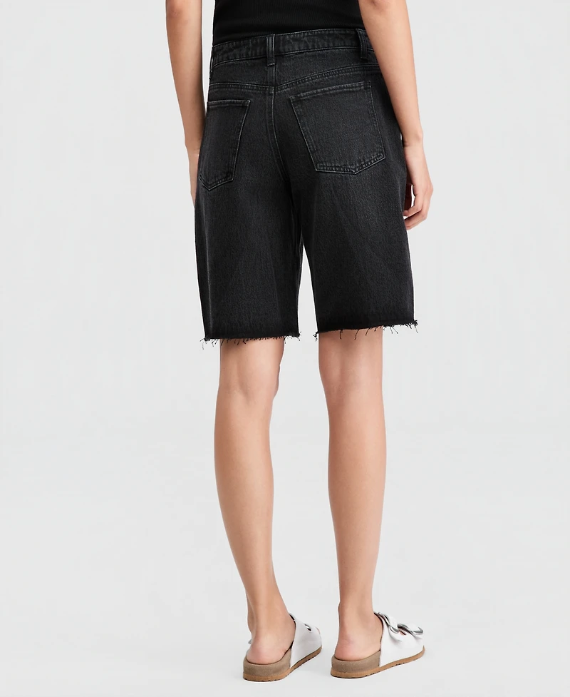 And Now This Women's High Rise Raw-Hem Denim Jorts, Macy's Exclusive