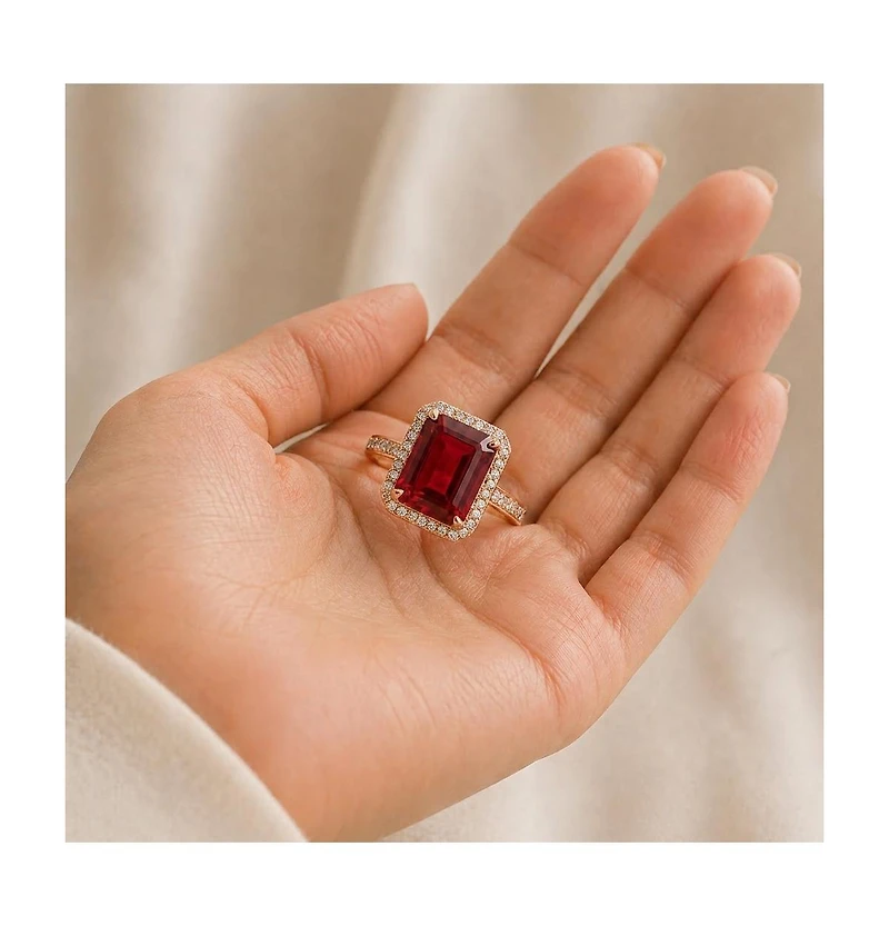 Sterling Silver Red Cubic Zirconia Statement Ring