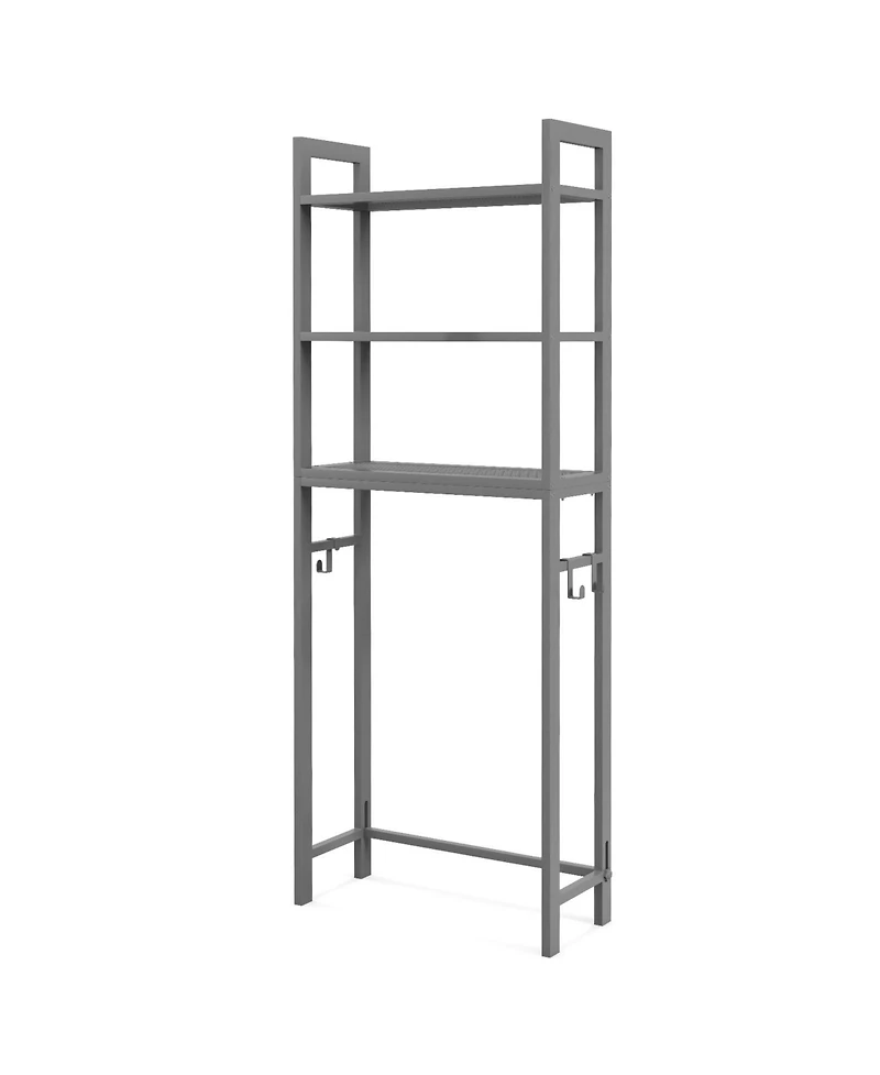 sumyeg Over The bath fixture Storage Shelf Space Saving Metal Bathroom Organizer with Hooks