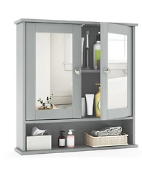 sumyeg Wall Mount Mirror Bathroom Storage Cabinet Organizer