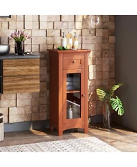 sumyeg Bathroom Freestanding Storage Cabinet with Single Glass Door