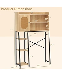 sumyeg Over The bath fixture Storage Cabinet with Rattan Door and Open Storage Shelves