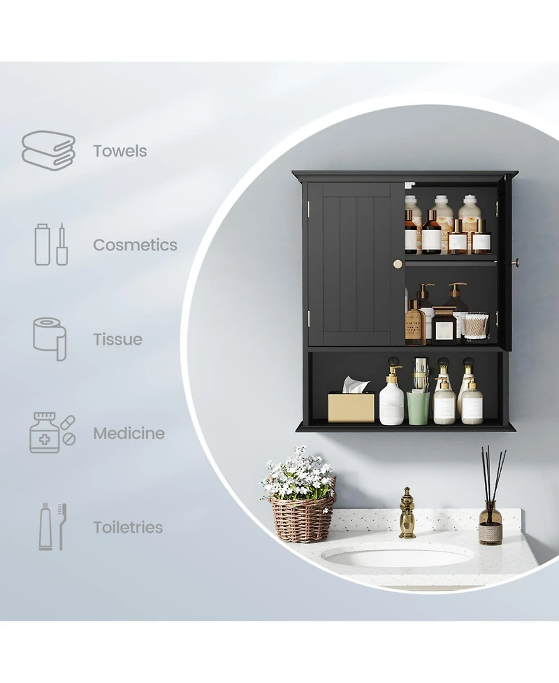 sumyeg Wall Mount Bathroom Storage Cabinet with Doors and Shelves Organizer