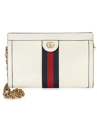 Pre-Owned Gucci White Leather Small Ophidia Chain Shoulder Bag