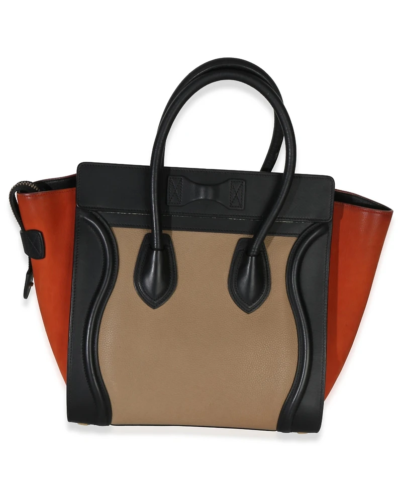 Pre-Owned Celine Beige Multicolor Drummed Calfskin Nubuck Nano Luggage Tote