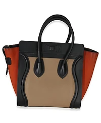 Pre-Owned Celine Beige Multicolor Drummed Calfskin Nubuck Nano Luggage Tote