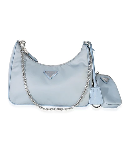 Pre-Owned Prada Blue Nylon Saffiano Leather Re-Edition 2005