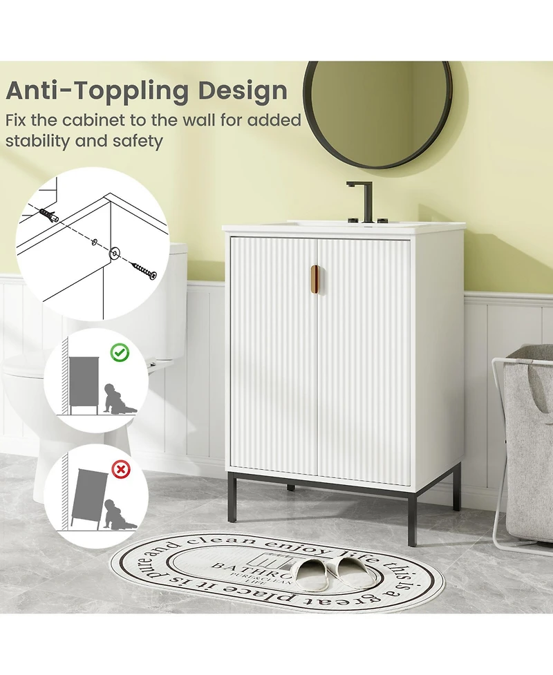 Casainc 24 Inch Bathroom Vanity with Sink Combo and Adjustable Shelf
