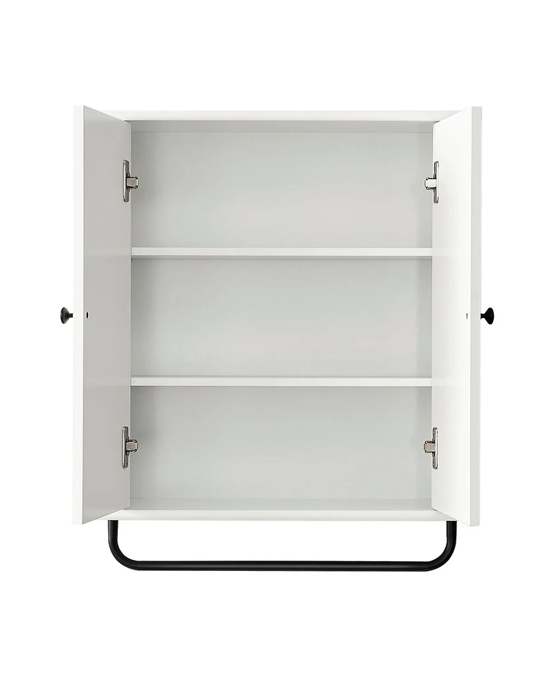 Busdays Over The Toilet Storage Cabinet with Towel Bar Arched Doors 3 Tier Space Saver Adjustable Shelves Soft Close Hinges
