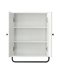 Busdays Over The Toilet Storage Cabinet with Towel Bar Arched Doors 3 Tier Space Saver Adjustable Shelves Soft Close Hinges