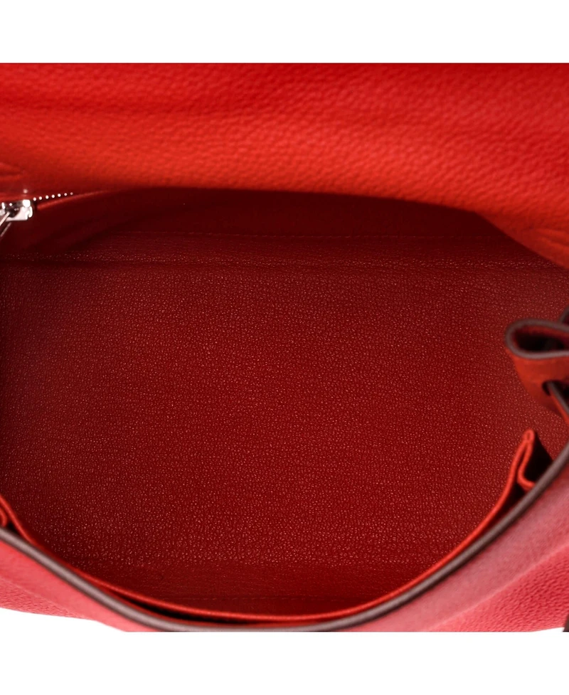 Pre-Owned HERMES Kelly 25 Handbag Red Togo with Palladium Hardware