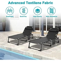 Aboron 2 Pack 4-in-1 Sunbathing Lounge Chair with Removable Cotton Cushion, Adjustable, Uv-Resistant, Portable Beach and Pool Chair
