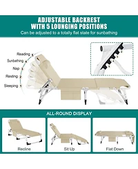 Aboron 2 Pack 4-in-1 Sunbathing Lounge Chair with Removable Cotton Cushion, Adjustable, Uv-Resistant, Portable Beach and Pool