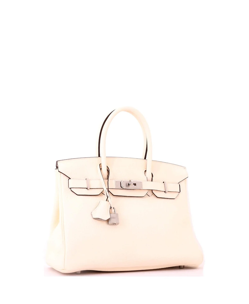 Pre-Owned HERMES Birkin 30 Handbag Light Clemence with Palladium Hardware