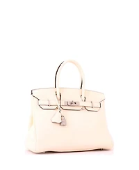 Pre-Owned HERMES Birkin 30 Handbag Light Clemence with Palladium Hardware