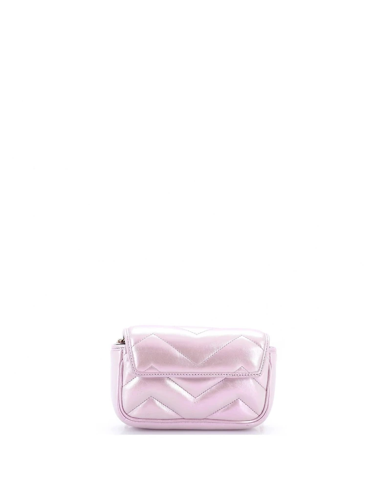 Pre-Owned Gucci Super Mini Gg Marmont Flap Bag Chevron Iridescent Leather