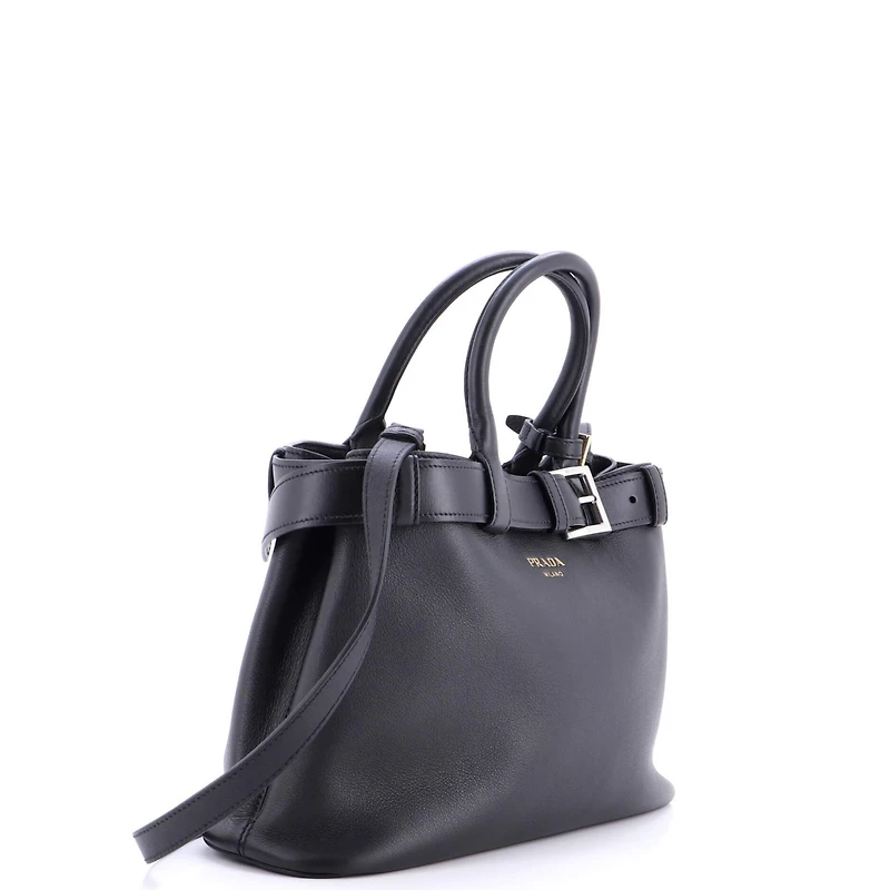 Pre-Owned Prada Medium Buckle Belted Tote Bag Leather