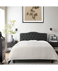 Boyel Living Low Profile Upholstered Bed Button Tufted Frame with Solid Wood Structure and Plush Padding