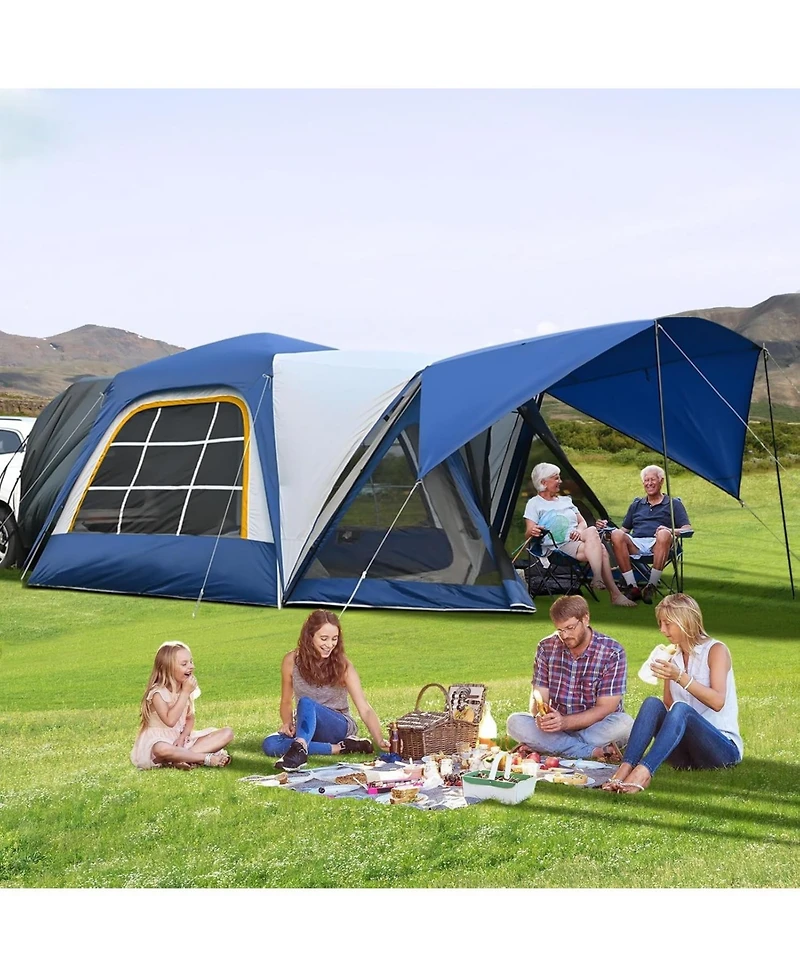 Aboron 6-8 Person Suv Tailgate Tent - Waterproof Camping with Rainfly and Awning, Large 15.6' x 10' 7.5' Design