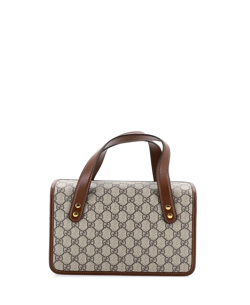 Pre-Owned Gucci Small Horsebit 1955 Boston Bag Gg Coated Canvas