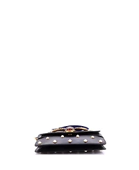 Pre-Owned Gucci Mini Broadway Pearly Bee Shoulder Bag Embellished Leather