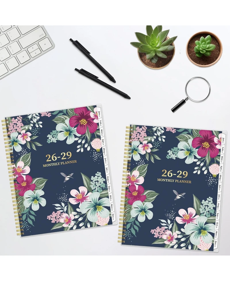 Gnuadz Monthly Planner 2026-2029 Spiral Wirebound Pocket Tabs Notes Habit